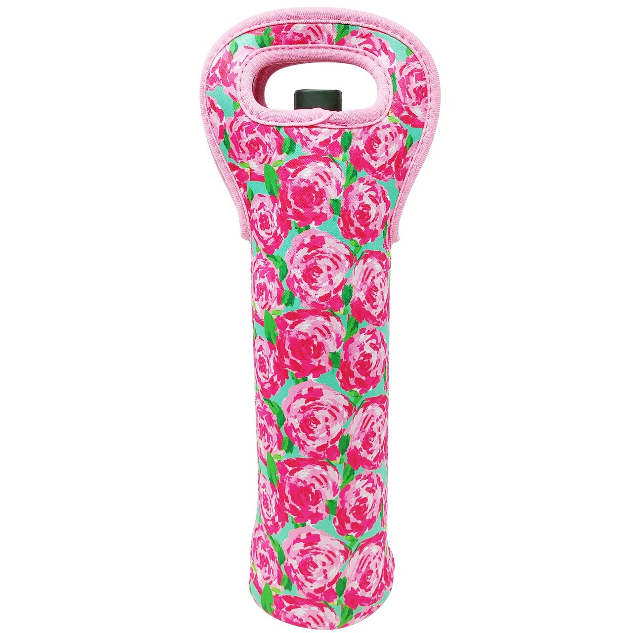 Wrapables Insulated Neoprene Wine Tote, One Bottle / Pink Roses